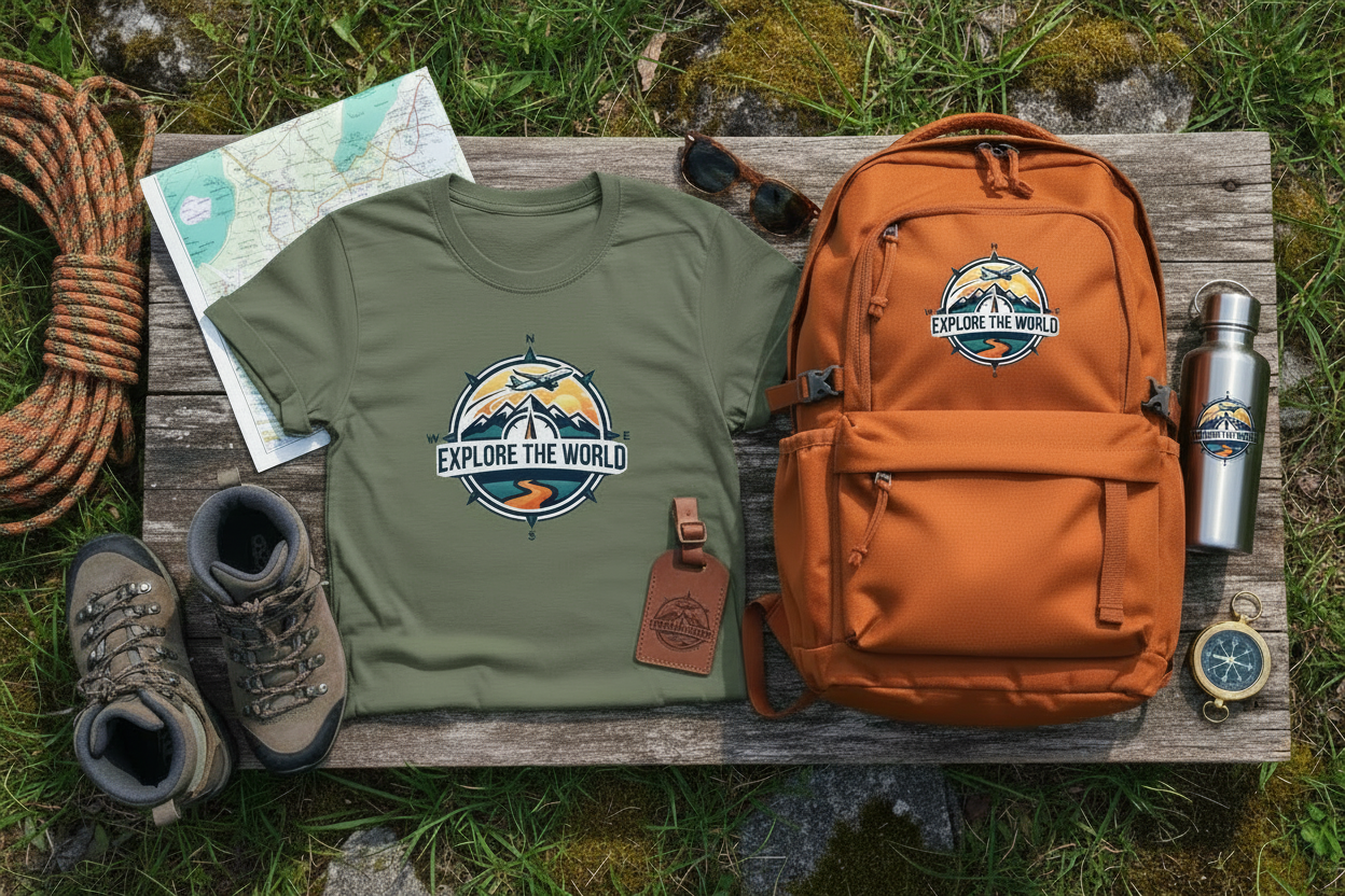 Patrick's Travels Explorer Bottle with Explore The World logo